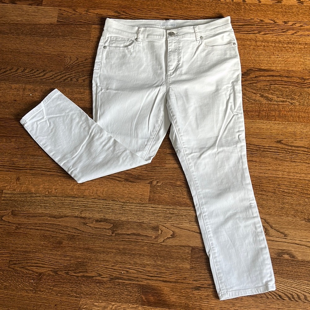 Loft Modern Skinny Crop White Jeans